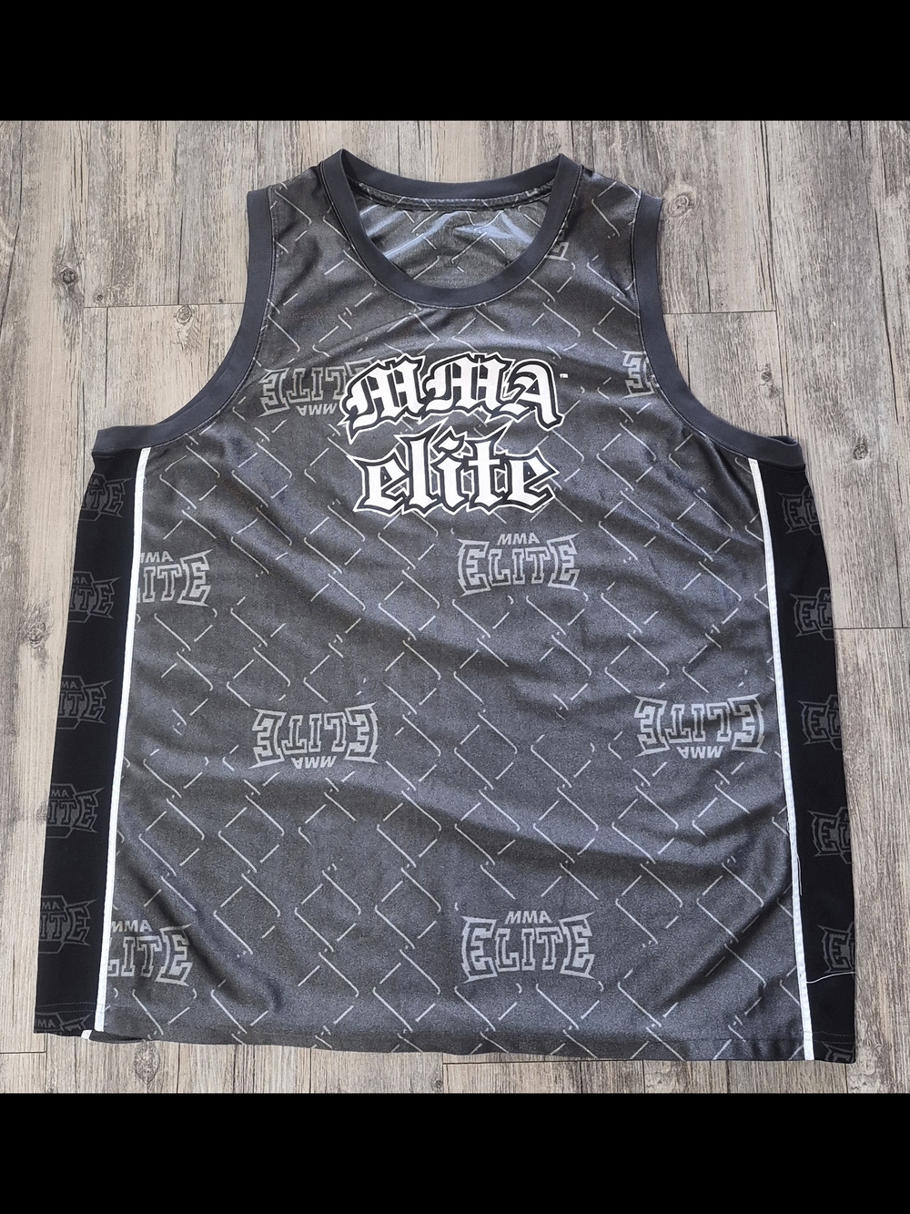 MMA Elite Gray & Black Sleeveless Athletic Jersey Y2K Mens XL